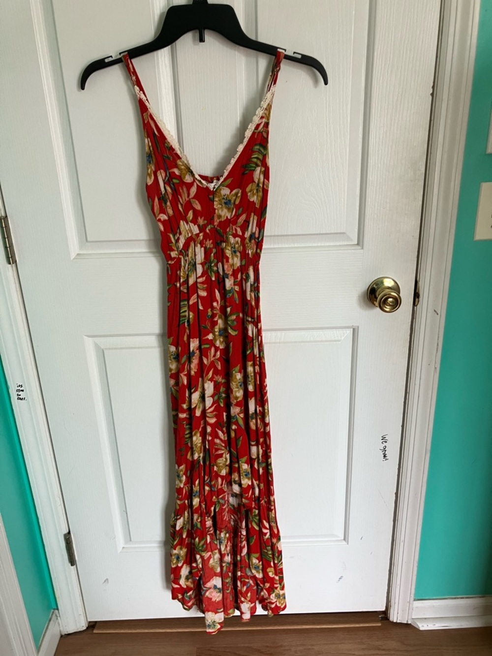 Love Tree Red Floral Spaghetti-Strap Maxi Dress